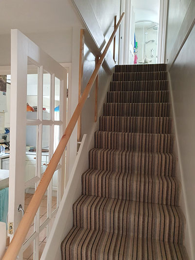 Handrail installed on staircase