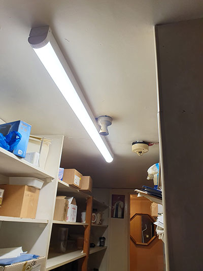 Installation of strip light on ceiling